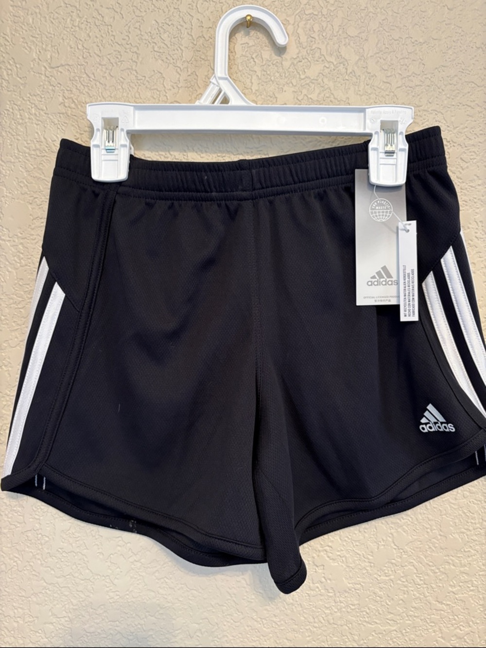 adidas Black Athletic Shorts with White Stripes